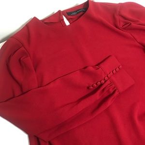 Zara Chic Red Blouse Small